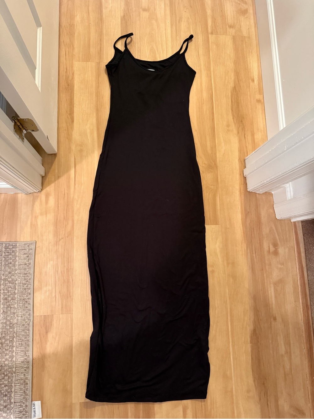 Bumpsuit Maternity Sleek Black Maxi Slip Dress with Adjustable Straps